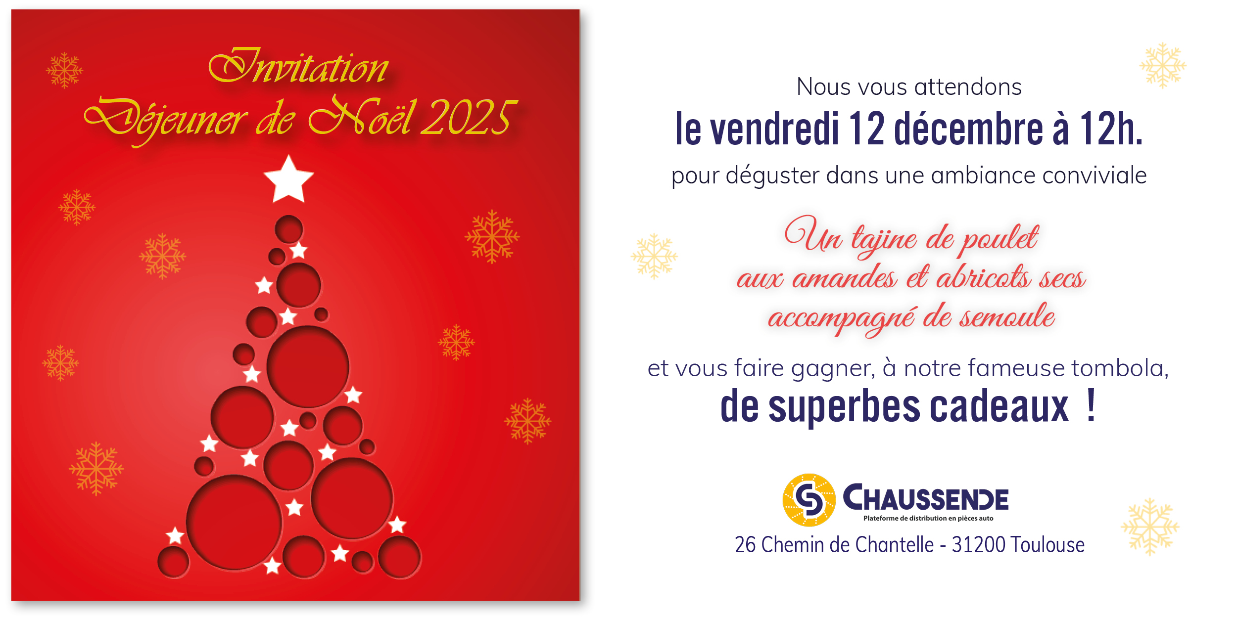 Invitation déjeuner de Noël 2025 - Toulouse